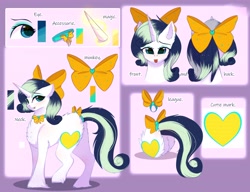 Size: 4096x3144 | Tagged: safe, artist:1fresita, artist:kriss-studios, oc, oc only, oc:deeep dope, pony, unicorn, :p, blushing, bow, choker, commission, eyeshadow, female, fluffy, horn, looking at you, magic, makeup, mare, reference sheet, solo, tail bow, tongue out, unshorn fetlocks
