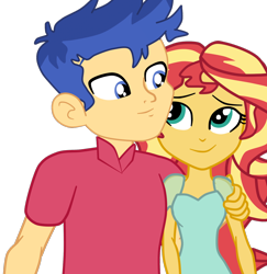 Size: 1308x1344 | Tagged: safe, artist:gmaplay, derpibooru import, flash sentry, sunset shimmer, equestria girls, female, flashimmer, male, shipping, solo, straight