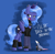 Size: 1740x1692 | Tagged: safe, artist:flutterthrash, derpibooru import, princess luna, tiberius, alicorn, opossum, pony, choker, dialogue, duo, female, fishnet stockings, leg warmers, mare, piercing, s1 luna, spiked choker, text