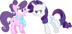 Size: 3582x1674 | Tagged: safe, artist:mehoep, derpibooru import, rarity, suri polomare, earth pony, pony, unicorn, angry, female, mare, raised hoof, rarity is not amused, simple background, transparent background, unamused, vector