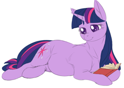 Size: 4093x2894 | Tagged: safe, artist:snspony, derpibooru import, twilight sparkle, unicorn twilight, pony, unicorn, book, female, high res, lying down, mare, preglight sparkle, pregnant, prone, simple background, solo, that pony sure does love books, white background