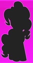 Size: 132x247 | Tagged: artist needed, source needed, safe, derpibooru import, pinkie pie, earth pony, pony, pink background, silhouette, simple background, solo