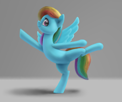 Size: 2289x1920 | Tagged: safe, alternate version, artist:odooee, derpibooru import, rainbow dash, pegasus, pony, ballerina, ballet, ballet dancing, female, flexible, mare, pose, rainbowrina, simple background, solo, standing on one leg