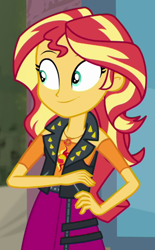 Size: 372x599 | Tagged: safe, derpibooru import, screencap, sunset shimmer, better together, display of affection, equestria girls, cropped, geode of empathy, magical geodes, solo