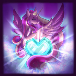 Size: 1024x1024 | Tagged: safe, artist:milqueandtoast, derpibooru import, princess cadance, alicorn, pony, crystal heart, female, mare, solo, speedpaint available, spread wings, wings