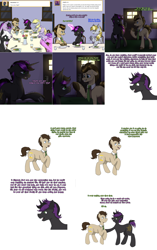 Size: 2254x3589 | Tagged: safe, artist:hungrybee.exe, artist:sugar0612, derpibooru import, amethyst star, derpy hooves, dinky hooves, doctor whooves, sparkler, oc, oc:aurora, oc:pierce, oc:warden, pony, unicorn, fork, lovestruck derpy