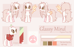 Size: 2500x1600 | Tagged: safe, artist:m1lkycloud, derpibooru import, oc, oc:glassy mind, pegasus, pony, female, mare, reference sheet, solo, two toned wings, wings