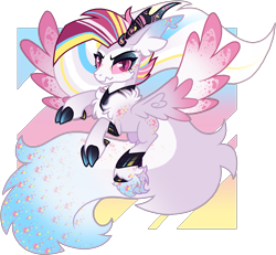 Size: 1819x1679 | Tagged: safe, artist:blizzard-queen, derpibooru import, oc, oc:blizzard queen, pegasus, pony, cloven hooves, female, horns, mare, solo