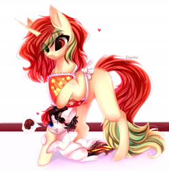 Size: 1920x1935 | Tagged: safe, artist:1fresita, derpibooru import, oc, oc only, pony, unicorn, absurd resolution, apron, clothes, female, mare, micro