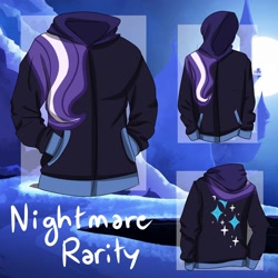 Size: 2000x2000 | Tagged: safe, artist:noxi1_48, derpibooru import, nightmare rarity, clothes, hoodie, no pony, sweatshirt