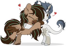 Size: 1280x897 | Tagged: safe, artist:mintoria, derpibooru import, oc, oc only, oc:kishu, oc:mint, pegasus, unicorn, female, mare, simple background, transparent background, two toned wings, wings