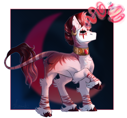 Size: 1120x1042 | Tagged: safe, artist:jeshh, derpibooru import, oc, oc:imari, hybrid, zony, bottle, magic, male, mask, solo, stallion