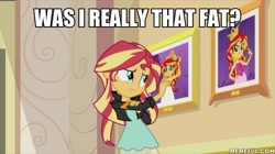 Size: 600x337 | Tagged: safe, derpibooru import, edit, edited screencap, screencap, sunset shimmer, equestria girls, my past is not today, caption, image macro, memeful.com, solo, text