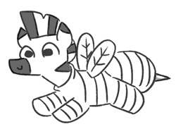 Size: 579x423 | Tagged: safe, artist:jargon scott, bee, zebra, c:, costume, flying, lineart, male, monochrome, simple background, smiling, solo, white background, wings