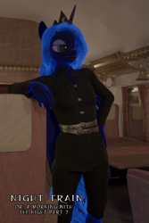 Size: 793x1189 | Tagged: safe, artist:stellarator, derpibooru import, princess luna, anthro, unguligrade anthro, comic:a morning with the night, comic:night train, 3d, blender, clothes, cycles, female, jewelry, not sfm, regalia, solo