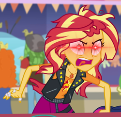 Size: 878x847 | Tagged: safe, derpibooru import, edit, edited screencap, screencap, sunset shimmer, equestria girls, equestria girls series, rollercoaster of friendship, angry, furious, glowing eyes meme, meme, rage, rage face, rageset shimmer, red eyes, that pony sure have anger issues