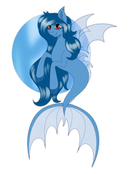 Size: 2028x2624 | Tagged: safe, artist:ashestoashkar, derpibooru import, oc, oc only, oc:tazzee, bat pony, merpony, bat pony oc, bat wings, commission, simple background, species swap, transparent background, transparent wings, wings, ych result