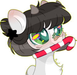 Size: 2601x2545 | Tagged: safe, artist:kurosawakuro, derpibooru import, oc, pegasus, pony, bust, candy, candy cane, female, food, horns, mare, mouth hold, portrait, simple background, solo, transparent background