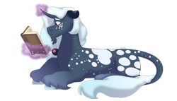 Size: 1280x732 | Tagged: safe, artist:itstechtock, derpibooru import, oc, unicorn, book, lying down, magic, male, prone, simple background, solo, stallion, transparent background