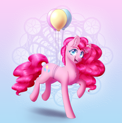 Size: 2099x2114 | Tagged: safe, artist:_ladybanshee_, derpibooru import, pinkie pie, earth pony, pony, balloon, fluffy, fullbody, poofy mane, solo