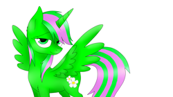 Size: 1930x1080 | Tagged: safe, artist:emalajiss36, derpibooru import, oc, oc only, alicorn, pony, alicorn oc, bedroom eyes, eyelashes, female, horn, mare, simple background, smiling, solo, spread wings, white background, wings