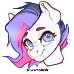 Size: 3000x3000 | Tagged: safe, artist:kiwwsplash, derpibooru import, oc, oc only, earth pony, pony, bust, earth pony oc, eyelashes, simple background, smiling, solo, starry eyes, white background, wingding eyes