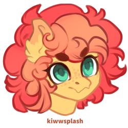 Size: 3000x3000 | Tagged: safe, artist:kiwwsplash, derpibooru import, oc, oc only, earth pony, pony, bust, ear fluff, ears, earth pony oc, simple background, smiling, solo, white background