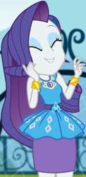 Size: 995x2045 | Tagged: safe, derpibooru import, rarity, equestria girls, equestria girls series, sock it to me, sock it to me: rarity, spoiler:eqg series (season 2), canterlot high, clothes, cropped, cute, diamond, dress, eyes closed, female, geode of shielding, gold, jewelry, legs, magical geodes, makeup, necklace, outdoors, pencil skirt, raribetes, rarity peplum dress, screencaped, sleeveless, smiling, soccer field, waistband, wrist cuffs