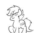 Size: 125x109 | Tagged: safe, artist:star, oc, oc only, earth pony, pony, bacon, black and white, food, grayscale, looking at you, male, meat, monochrome, picture for breezies, raised hoof, raised leg, solo, stallion