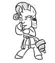 Size: 109x125 | Tagged: safe, artist:star, rarity, pony, unicorn, black and white, clothes, female, grayscale, karate, mare, monochrome, picture for breezies, raised eyebrow, robe, solo