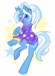 Size: 2977x4096 | Tagged: safe, artist:ashgray_art, derpibooru import, trixie, pony, unicorn, alternate hairstyle, babysitter trixie, clothes, cute, diatrixes, female, hoodie, mare, open mouth, pigtails, signature, solo
