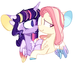 Size: 1280x1128 | Tagged: safe, artist:legendarty, derpibooru import, fluttershy, twilight sparkle, twilight sparkle (alicorn), alicorn, pegasus, pony, boop, female, lesbian, noseboop, shipping, simple background, transparent background, twishy