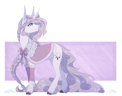 Size: 1511x1195 | Tagged: safe, artist:lunawolf28, derpibooru import, oc, oc only, pony, unicorn, braid, clothes, female, looking at something, mare, snowfall, snowflake, solo, unshorn fetlocks