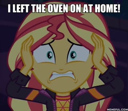 Size: 600x520 | Tagged: safe, derpibooru import, edit, edited screencap, screencap, sunset shimmer, better together, equestria girls, sunset's backstage pass!, caption, image macro, memeful.com, text