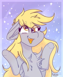 Size: 1320x1620 | Tagged: safe, artist:tizhonolulu, derpibooru import, derpy hooves, pegasus, blushing, chest fluff, ear fluff, ears, floppy ears, shrug, solo