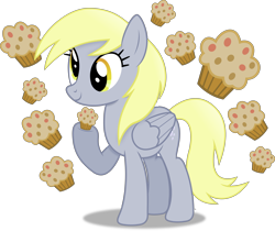 Size: 5472x4588 | Tagged: safe, artist:anime-equestria, derpibooru import, derpy hooves, pegasus, pony, alternate hairstyle, cute, derp, female, food, happy, mare, muffin, simple background, smiling, solo, transparent background, vector, wings