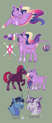 Size: 1500x3527 | Tagged: safe, artist:owlcoholik, derpibooru import, night light, tempest shadow, twilight sparkle, twilight sparkle (alicorn), twilight velvet, alicorn, pony, unicorn, colored wings, curved horn, fangs, female, horn, lesbian, male, multicolored wings, nightvelvet, redesign, shipping, straight, tempestlight, wings