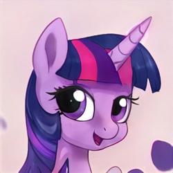 Size: 1024x1024 | Tagged: safe, artist:thisponydoesnotexist, derpibooru import, twilight sparkle, horn, looking at you, neural network, open mouth