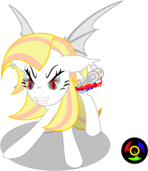 Size: 2332x2701 | Tagged: safe, artist:kyoshyu, derpibooru import, oc, oc:celestial aegis, bat pony, pony, female, high res, mare, simple background, solo, transparent background, vector, weapon