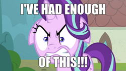 Size: 2190x1232 | Tagged: safe, derpibooru import, edit, editor:axal-5, screencap, starlight glimmer, pony, unicorn, season 8, the parent map, spoiler:s08, angry, angry face, ears, face, female, floppy ears, gritted teeth, henry stickmin collection, house, mare, rage, ragelight glimmer, right hand man, shrunken pupils, sire's hollow, solo, text, text edit, tree, window