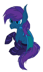 Size: 804x1340 | Tagged: safe, artist:cosmiceclipsed, derpibooru exclusive, derpibooru import, oc, oc only, oc:stardust, oc:stardust(cosmiceclipse), bat pony, pony, 2021 community collab, bat pony oc, bat wings, clothes, derpibooru community collaboration, ear fluff, ears, fangs, male, membranous wings, simple background, slit eyes, socks, solo, stallion, striped socks, transparent background, wings