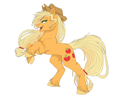 Size: 1280x1024 | Tagged: safe, artist:copshop, derpibooru import, applejack, earth pony, pony, female, mare, rearing, simple background, solo, transparent background, unshorn fetlocks