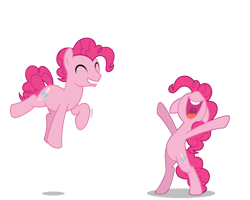 Size: 1316x1053 | Tagged: safe, artist:orin331, derpibooru import, edit, pinkie pie, earth pony, pony, equestria girls, bipedal, equestria guys, female, happy, jumping, male, mare, open mouth, r63 paradox, rule 63, self paradox, simple background, stallion, transparent background, vector, vector edit