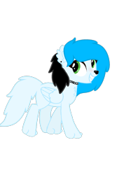 Size: 1000x1414 | Tagged: safe, artist:icefluff, derpibooru import, oc, oc:icefluff, hybrid, pegasus, wolf, wolf pony, 2021 community collab, choker, derpibooru community collaboration, ear fluff, ear piercing, earring, ears, jewelry, paws, piercing, simple background, transparent background