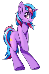 Size: 1200x1800 | Tagged: safe, artist:ravistdash, derpibooru exclusive, derpibooru import, oc, oc only, oc:cosmic spark, pony, unicorn, 2021 community collab, bipedal, derpibooru community collaboration, looking at you, simple background, smiling, solo, standing, transparent background, underhoof