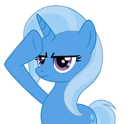 Size: 4073x4027 | Tagged: safe, artist:rioshi, artist:starshade, derpibooru import, trixie, pony, unicorn, absurd resolution, base used, female, mare, rainbow dash salutes, salute, simple background, solo, transparent background, vector