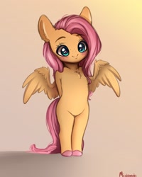 Size: 2430x3040 | Tagged: safe, artist:miokomata, derpibooru import, fluttershy, pegasus, pony, semi-anthro, bipedal, blushing, chest fluff, colored hooves, cute, daaaaaaaaaaaw, ear fluff, ears, female, freckles, freckleshy, high res, mare, miokomata is trying to murder us, no nose, shyabetes, solo, spread wings, wings