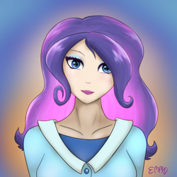 Size: 1000x1000 | Tagged: safe, artist:empyu, derpibooru import, rarity, human, bust, humanized, portrait, solo