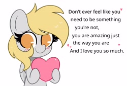 Size: 4096x2804 | Tagged: safe, artist:kittyrosie, derpibooru import, derpy hooves, pegasus, pony, blushing, cute, daaaaaaaaaaaw, derpabetes, female, heart, looking at you, no pupils, positive ponies, smiling, smiling at you, solo, truth