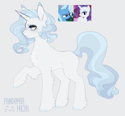 Size: 2108x1956 | Tagged: safe, artist:pandemiamichi, derpibooru import, rarity, trixie, oc, pony, unicorn, female, magical lesbian spawn, mare, offspring, parent:rarity, parent:trixie, parents:rarixie